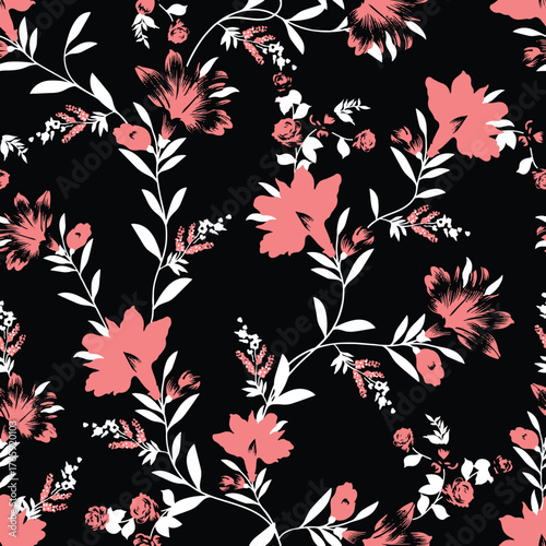 Seamless Pattern with Cute Daisy Flowers and Pansies. Feminine Texture in Country Style for Cloth, Textile, Wallpaper.	