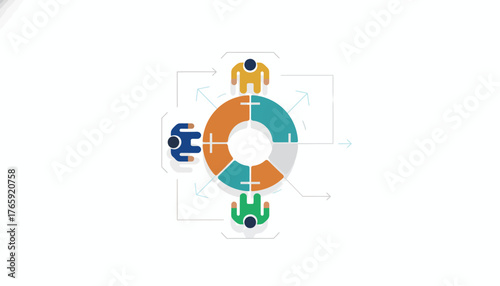 Circular Process Flow Diagram with Team Collaboration Icons