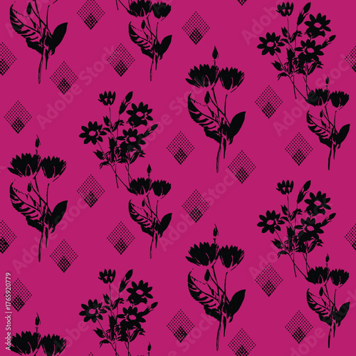 Seamless Pattern with Cute Daisy Flowers and Pansies. Feminine Texture in Country Style for Cloth, Textile, Wallpaper.	