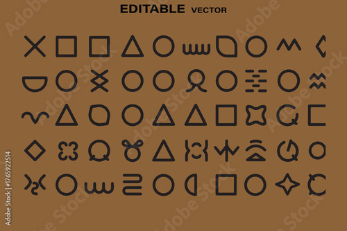 Collection of ancient symbols and glyphs on a textured background