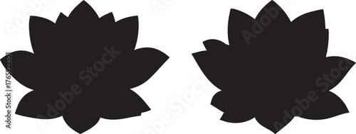 Two identical black lotus flower silhouettes on a white background silhouette