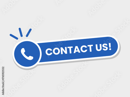 Contact Us Button. Sticker Label or Badge Sign Symbol. Vector Illustration.