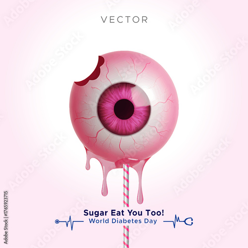 Creative concept for World diabetes day awareness post. High blood sugar and medical care asd design.