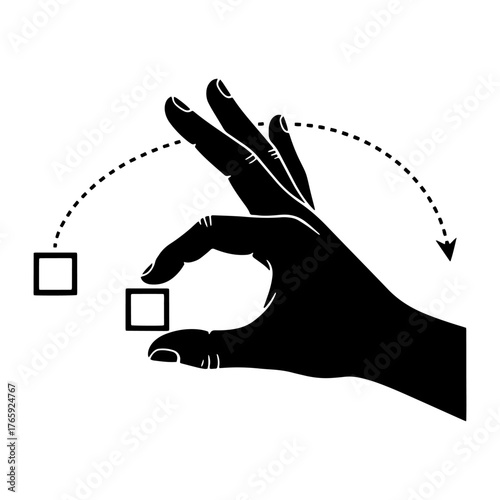 Hand Pinch and Flick Gesture Icon UI/UX Drag and Drop Throwing Action Symbol