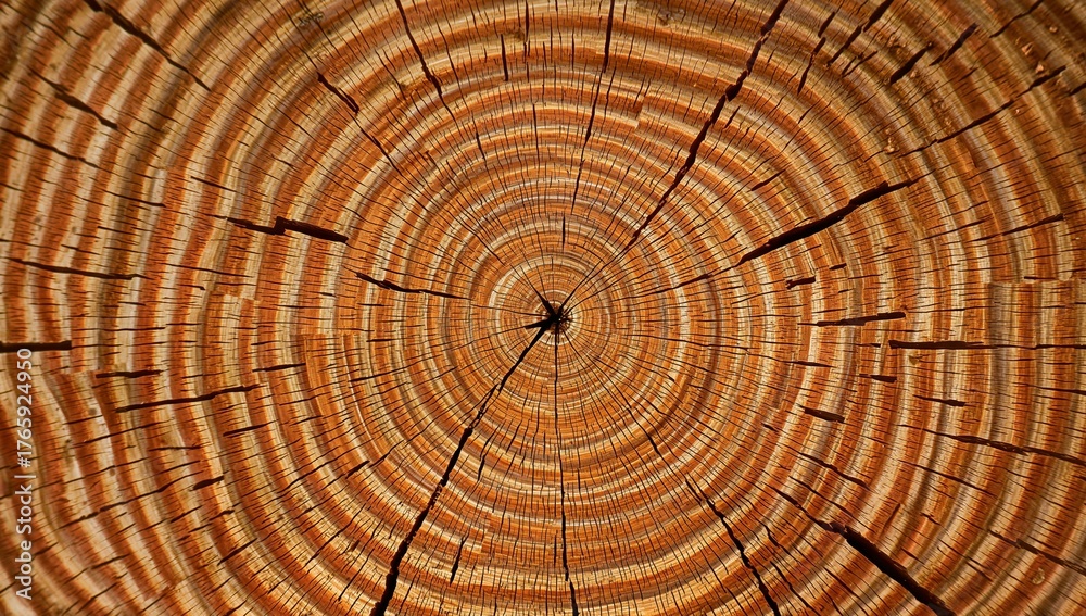 Fototapeta premium Concentric Rings. Abstract Wood Texture with Intersecting Lines and Warm Tones.