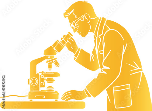 Elegant Gold Scientist Vector — Laboratory Research Illustration