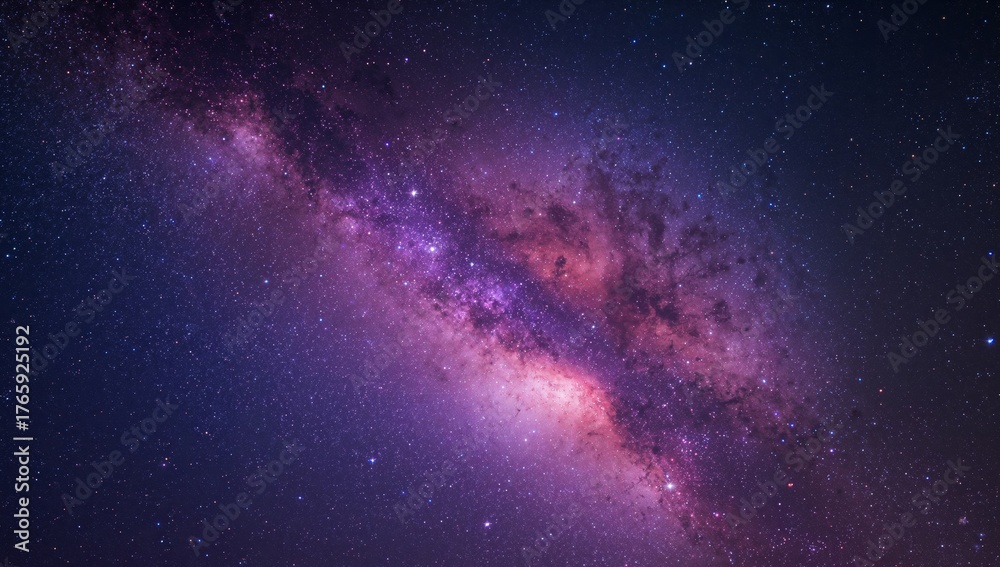 Fototapeta premium Cosmic Vista. A Tapestry of Violet Hues and Celestial Sparkles, a Deep Sky Dream.