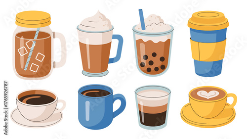 Collection of Delicious Coffee Beverages for Cafes and Restaurants Menu Presentation Ideas and Marketing Materials