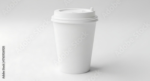 Wallpaper Mural Isolated paper cup with plastic lid rests on a white background in studio lighting. Torontodigital.ca