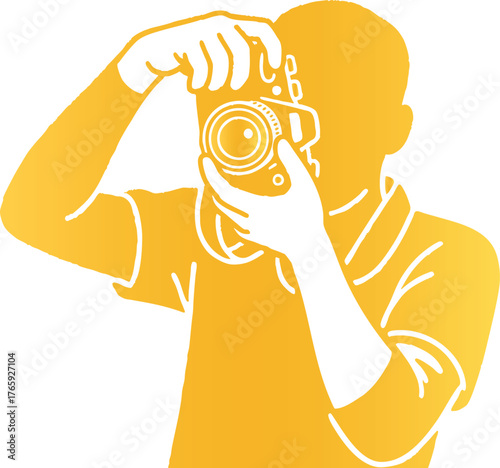 Golden Camera Artist Silhouette — Professional Photographer Design