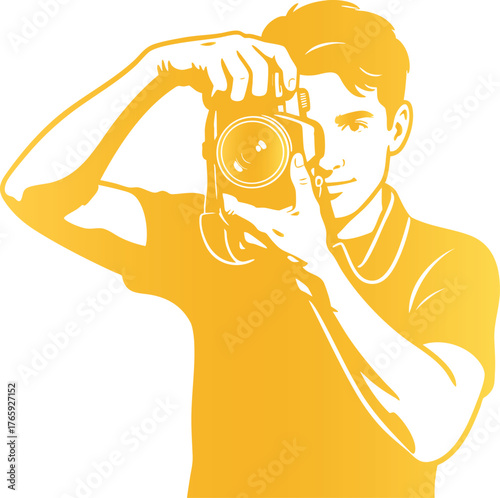Elegant Gold Photographer Vector — Creative Photography Concept