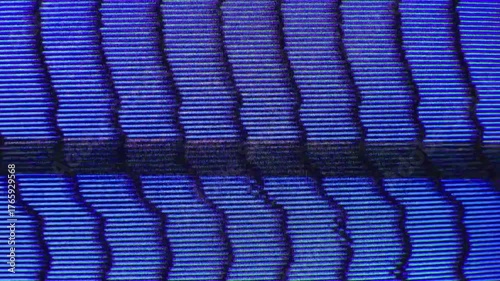 Analog TV Static Noise Background, Screen Lines Interference Effect, Blue Screen