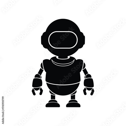 Black cartoon robot icon on white background vector