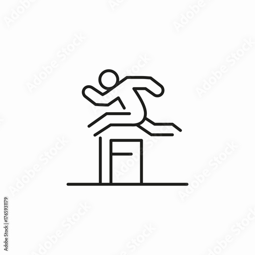 athlete jumping hurdle icon sign vector