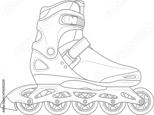 Inline skate outline on white, rollerblade, sport equipment
