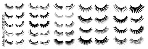 Collection of false eyelash silhouettes, showcasing various styles and lengths