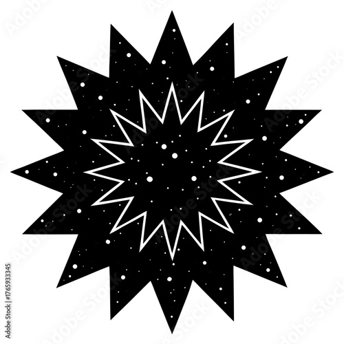 A striking black silhouette illustration of a dense star cluster showcasing countless points of light against a dark cosmic background perfect for celestial themes