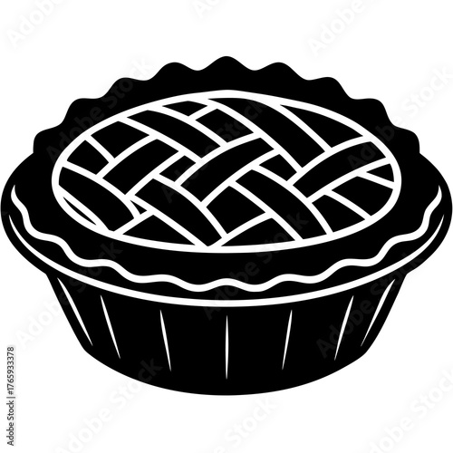 A striking black silhouette illustration of a delicious thanksgiving pie perfect for festive seasonal designs and culinary celebrations