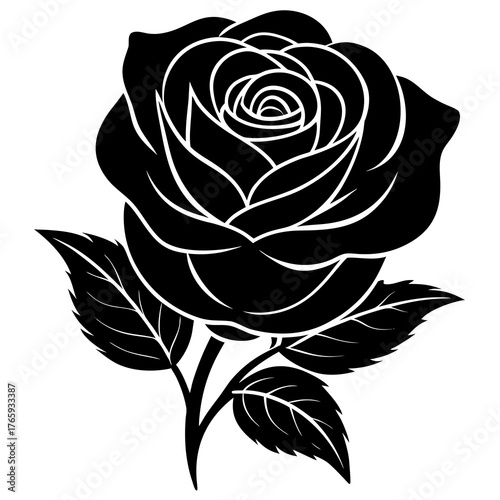 Elegant black silhouette illustration capturing the romantic essence of valentine s day with a central symbolic design element