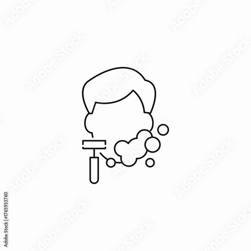 man shaving razor foam icon sign vector
