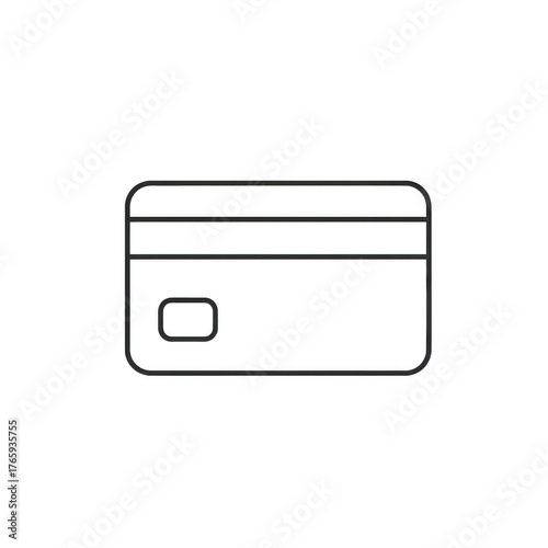Minimalist outline of a credit card with chip and magnetic stripe isolated on transparent background