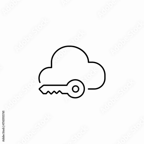 cloud key security icon sign vector