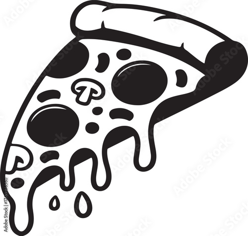 Pizza Slice Delight: A mouthwatering illustration of a pizza slice, featuring melted cheese and delectable toppings, promising a symphony of flavors.