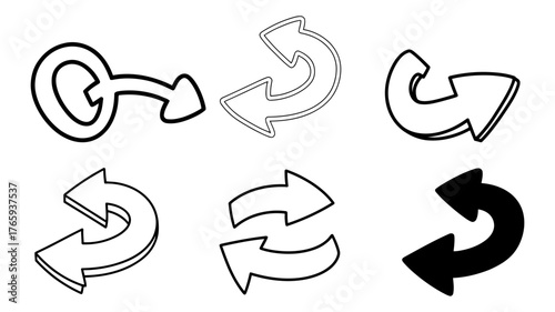 Vector art of hand drawn arrow set collection of different arrow shapes and directions vector illustration of doodle arrows