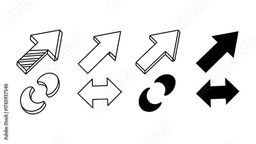Vector art of hand drawn arrow set collection of different arrow shapes and directions vector illustration of doodle arrows