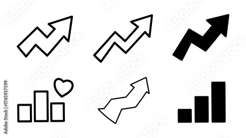 Vector art of hand drawn arrow collection set of doodle arrows, sketch style vector illustration of direction indicators, growth and success concept