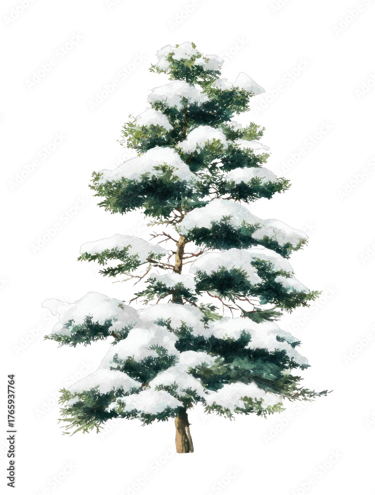 Fototapeta premium PNG Snow-covered evergreen tree illustration.