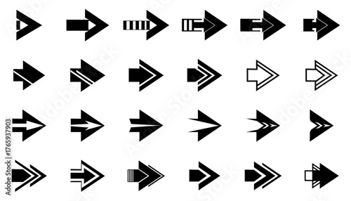 various shapes of arrowhead patterns, attached to a white background, vector