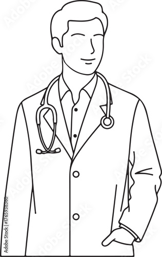 Confident doctor wearing stethoscope in clinic ready to give healthcare advice and assistance
