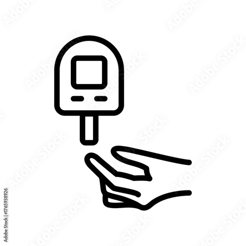 Glucometer, equipment for blood glucose monitoring. Diabetes testing outline icon. Glucometer pharmacy symbol, logo illustration.