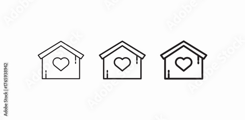 home sweet heart icon sign vector