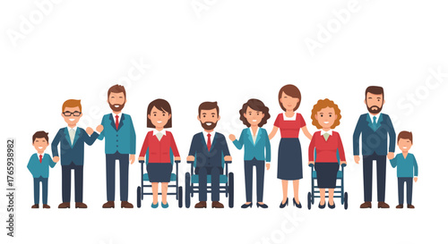 Diverse Group of People Including Children, Adults, and Individuals in Wheelchairs Representing Inclusivity and Diversity