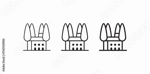 house tall trees icon sign vector