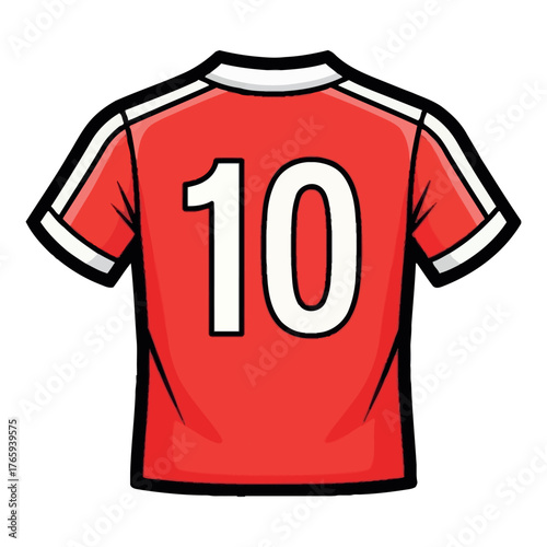 Vector art of red soccer jersey with the number 10 on the back