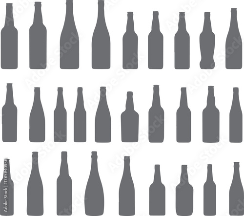 Set of Bottles Vector Illustration – Collection of Glass Bottle Designs