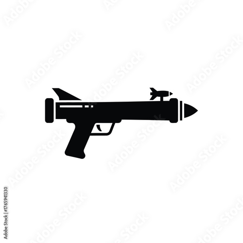 Black silhouette of a rocket launcher with missile