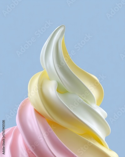 Dynamic swirling pastel textures in lemon yellow, blush pink, and icy mint on a soft blue background. Ideal for creative branding, sweet concepts, or elegant digital designs.