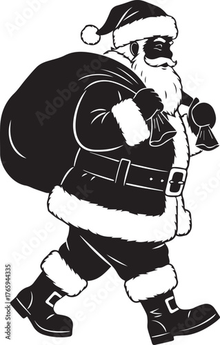 Santa Claus Illustration – Black & White Christmas Character Art