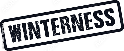 Authentic WINTERNESS word impression on a rectangular ink stamp for wintry marketing materials