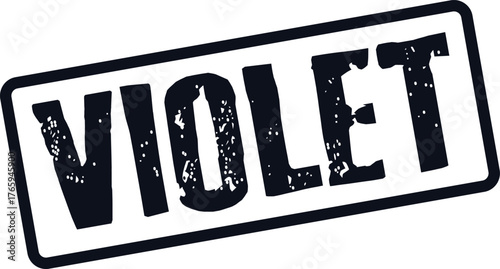 Grungy violet text stamp with a distressed black ink effect on a clean white surface