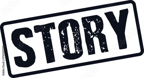 STORY rubber stamp with weathered texture for storytelling and narrative elements