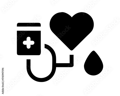 Blood donation concept with heart and drop