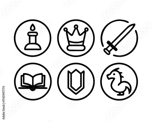 Collection of fantasy icons for game design