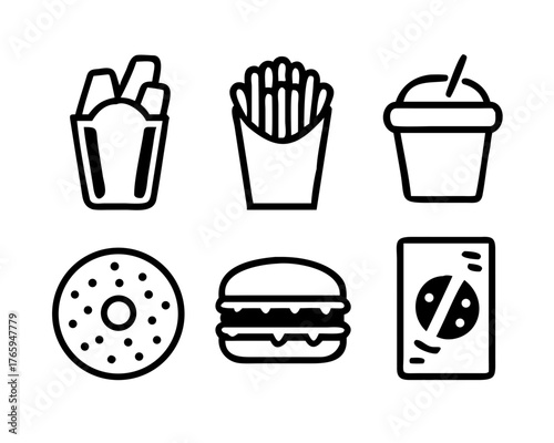 Collection of fast food icons for restaurant menu