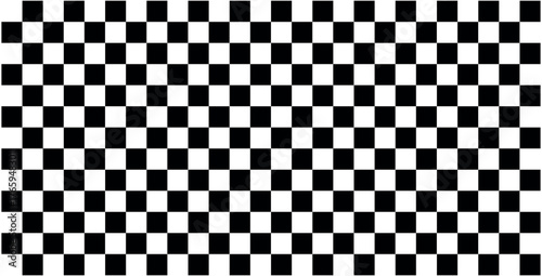 Abstract black and white checkered pattern with a central optical illusion effect creating a visual distortion and depth