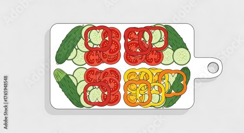 Sliced Veggies on Cutting Board. (3)